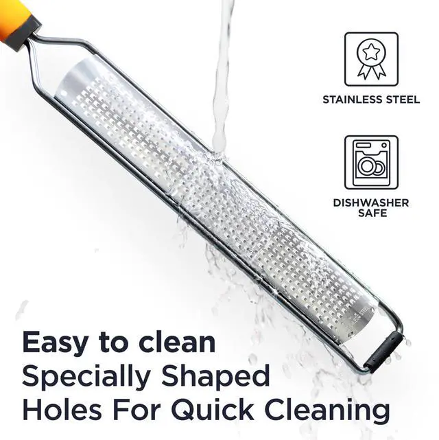 Alt view image 5 of 7 - PRO Lemon Zester & Heavy Duty Cheese Grater & Vegetable Grater - Parmesan Cheese Lemon, Garlic, Nutmeg, Chocolate, Fruits, Vegetables, Ginger Grater - Cheese Shredder & Stainless Steel Grater