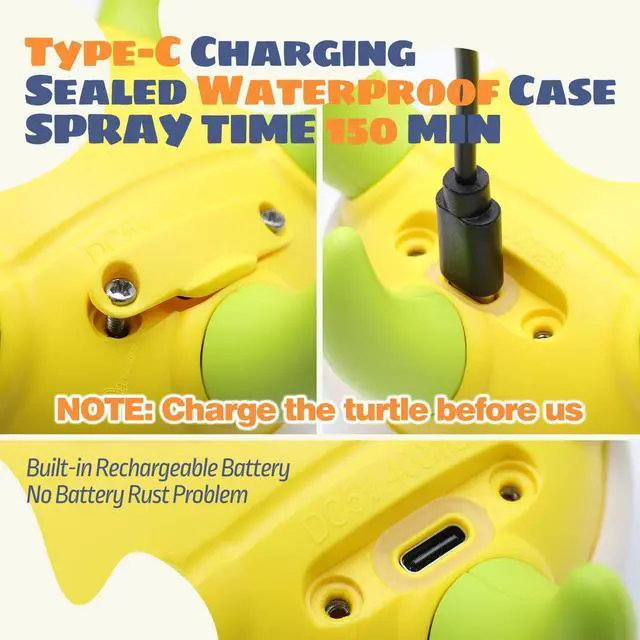 Alt view image 7 of 7 - Baby Bath Toys, Rechargeable Turtle Bath Toy Sprinkler for Toddler with 5 Rings, Bathtub Fountain Spray Toy,Pool Water Bath Toys for Kids Ages 1-3, Boys Outdoor Water Table Toy Birthday Gifts