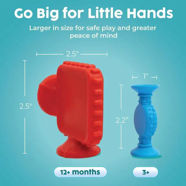Alt view image 3 of 7 - Big Shapes Textured Suction Bath Toys for Toddlers 13 (10 Pack), Extra Large Silicone Bathtub Toys, BPA-Free Suction Cup Toys, Bath Toys for Kids Ages 1+, Sensory Bath Toys