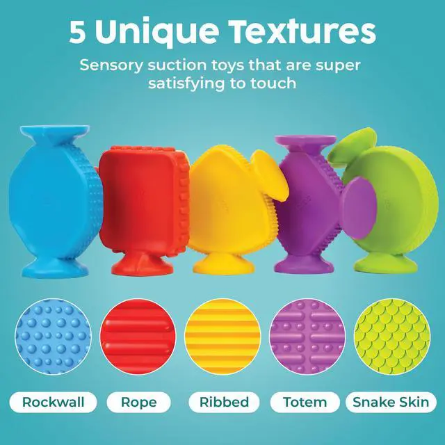 Alt view image 5 of 7 - Big Shapes Textured Suction Bath Toys for Toddlers 13 (10 Pack), Extra Large Silicone Bathtub Toys, BPA-Free Suction Cup Toys, Bath Toys for Kids Ages 1+, Sensory Bath Toys