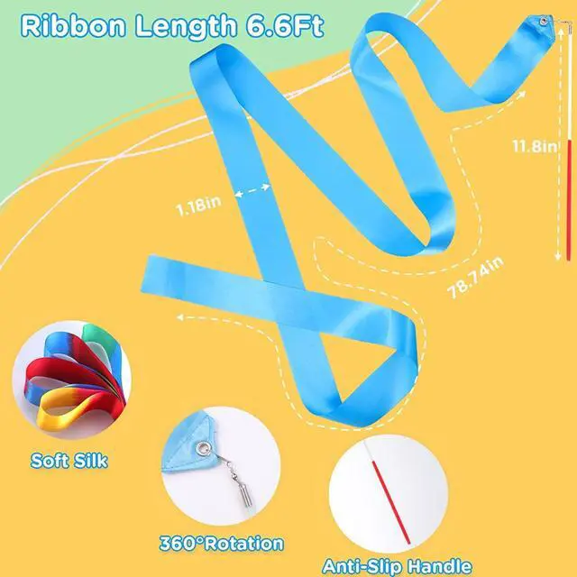 Alt view image 4 of 7 - 12PCS Blue Dance Ribbons, Blue Party Favors, Ribbon Dancer Wand for Kids Gymnastics Birthday Circus Carnival Party Decoration Accessories