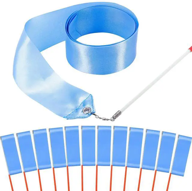 Main image of 12PCS Blue Dance Ribbons, Blue Party Favors, Ribbon Dancer Wand for Kids Gymnastics Birthday Circus Carnival Party Decoration Accessories