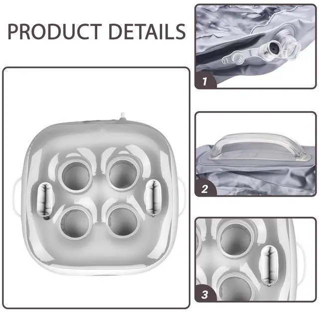Alt view image 3 of 5 - Adult Floating Drink Holder for Pool & Hot Tub, Inflatable Beverage Caddy with Multiple Slots for Cocktails & Drinks, Silver