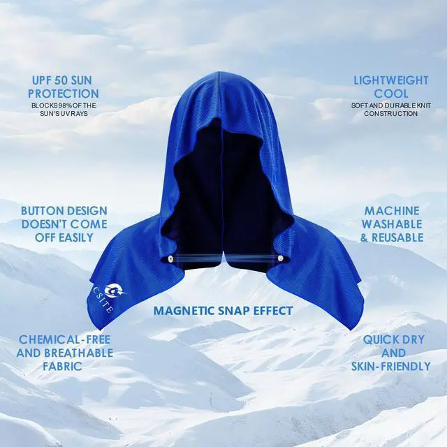 Alt view image 2 of 7 - Cooling Hoodie Towels, Instant Cooling Towels for Neck and Face, UPF 50 Sun Protection, Ice Towel for Hot Weather, Head Towel for Sports, Camping, Cycling & More Activities