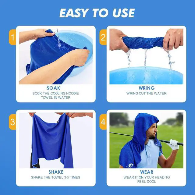 Alt view image 3 of 7 - Cooling Hoodie Towels, Instant Cooling Towels for Neck and Face, UPF 50 Sun Protection, Ice Towel for Hot Weather, Head Towel for Sports, Camping, Cycling & More Activities
