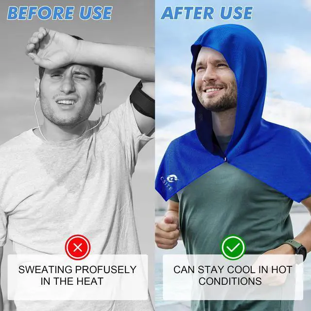 Alt view image 4 of 7 - Cooling Hoodie Towels, Instant Cooling Towels for Neck and Face, UPF 50 Sun Protection, Ice Towel for Hot Weather, Head Towel for Sports, Camping, Cycling & More Activities