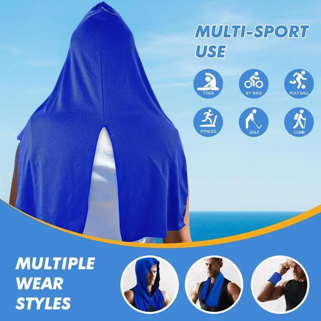 Alt view image 5 of 7 - Cooling Hoodie Towels, Instant Cooling Towels for Neck and Face, UPF 50 Sun Protection, Ice Towel for Hot Weather, Head Towel for Sports, Camping, Cycling & More Activities