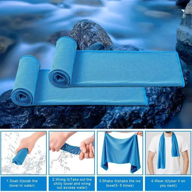 Alt view image 2 of 7 - 4 Pack Cooling Towel (40"x12"), Soft Breathable Chilly Towel, Ice Towel, Microfiber Towel for Yoga, Sport, Running, Workout,Gym, Camping, Fitness, Workout & More Activities(Multicolor)