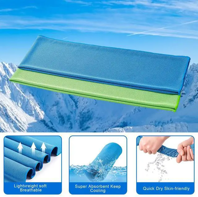 Alt view image 5 of 7 - 4 Pack Cooling Towel (40"x12"), Soft Breathable Chilly Towel, Ice Towel, Microfiber Towel for Yoga, Sport, Running, Workout,Gym, Camping, Fitness, Workout & More Activities(Multicolor)