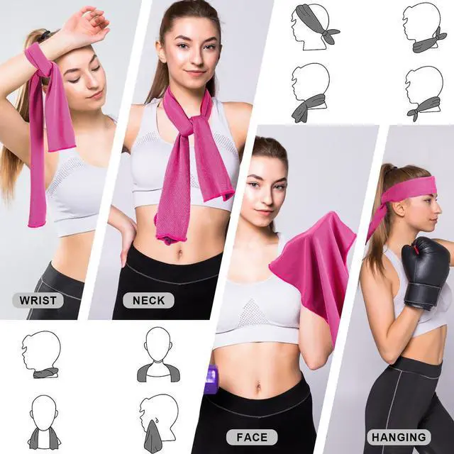 Alt view image 3 of 7 - 4 Pack Cooling Towel (40"x12"), Soft Breathable Chilly Towel, Ice Towel, Microfiber Towel for Yoga, Sport, Running, Workout,Gym, Camping, Fitness, Workout & More Activities(Multicolor)