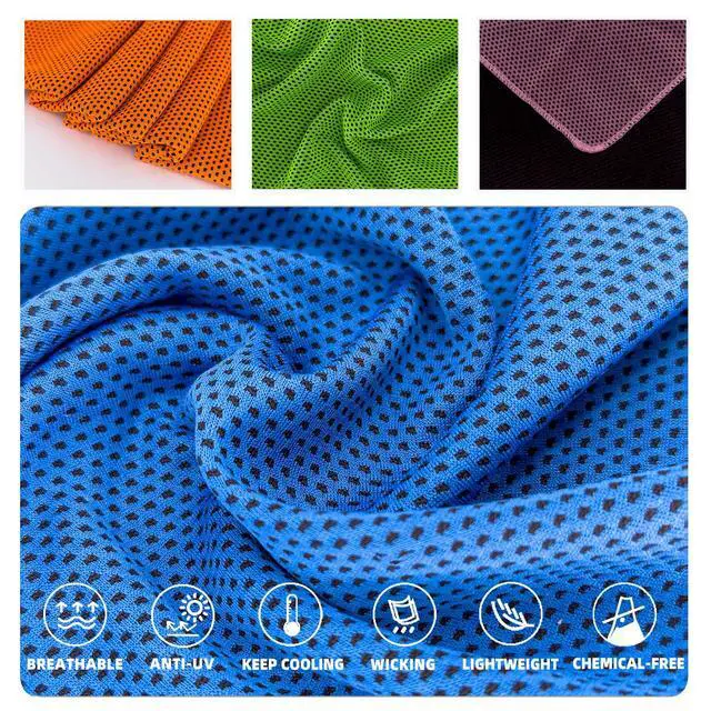 Alt view image 3 of 6 - 10 Pack Cooling Towels, Soft Breathable Sweat Ice Towel for Sports, Yoga, Gym, Golf, Camping, Running, Fitness, Workout & More Activities