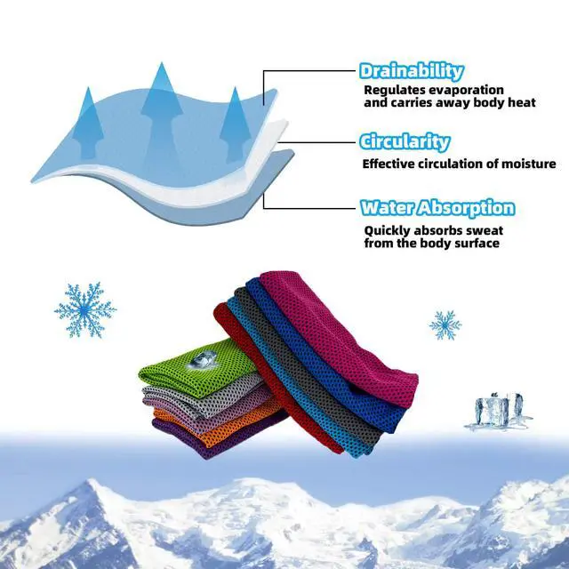 Alt view image 2 of 6 - 10 Pack Cooling Towels, Soft Breathable Sweat Ice Towel for Sports, Yoga, Gym, Golf, Camping, Running, Fitness, Workout & More Activities