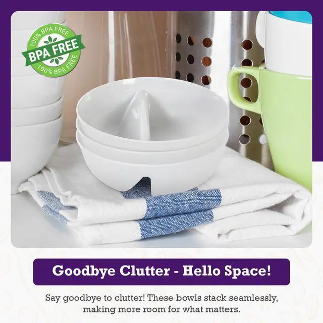 Alt view image 4 of 7 - 3 Pack - Just Crunch Anti-Soggy Cereal Bowl - Keeps Cereal Fresh & Crunchy | BPA Free | Microwave Safe | Ice Cream & Topping, Yogurt & Berries, Fries & Ketchup and More White, Large