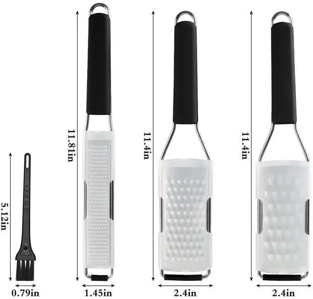 Alt view image 5 of 7 - Lemon Zester Grater Three-piece Suit - Heavy Duty Kitchen Tool for Parmesan Cheese, Ginger, Garlic, Nutmeg, Chocolate, VegetablesFruitsStainless Steel Grater Dishwasher Safe Black