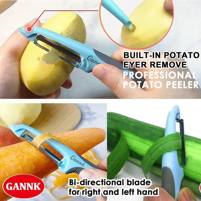 Alt view image 5 of 7 - Potato Apple Vegetable Peelers for Kitchen, I and Y Peelers for Fruit Veggie Potatoes Carrot Cucumber, 3 in 1 Blade Spin Design With Julienne Multifunctional