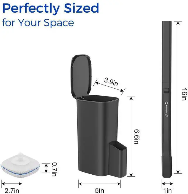 Main image of Disposable Toilet Brush, 14 Refills Toilet Bowl Cleaner Wand, Toilet Cleaner Brush Toilet Cleaning System Toilet Brush and Holder Set for Bathroom Cleaning (Black)