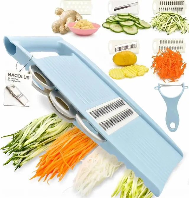 Main image of Handheld Mandoline Slicer for Kitchen, Vegetable Slicer Multi Blade Potato Chip, Veggie shredder, Vegetable Cutter, Julienne Shredder and peeler For Small Job In Kitchen Blue