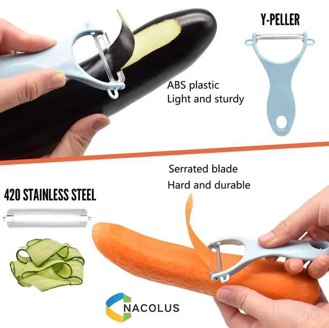 Alt view image 7 of 7 - Handheld Mandoline Slicer for Kitchen, Vegetable Slicer Multi Blade Potato Chip, Veggie shredder, Vegetable Cutter, Julienne Shredder and peeler For Small Job In Kitchen Blue