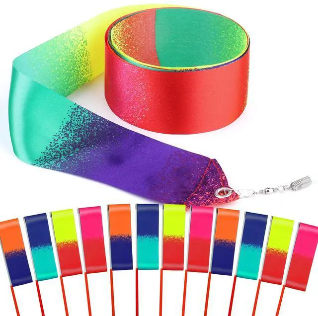 Alt view image 6 of 7 - 14PCS Dance Ribbon for Kids Rainbow Party Favors, Rainbow Streamers, Ribbon Dancer Wands for Olympics Gymnastics Birthday Party Decoration Goodie Bags Stuffers Summer Toys Bulk
