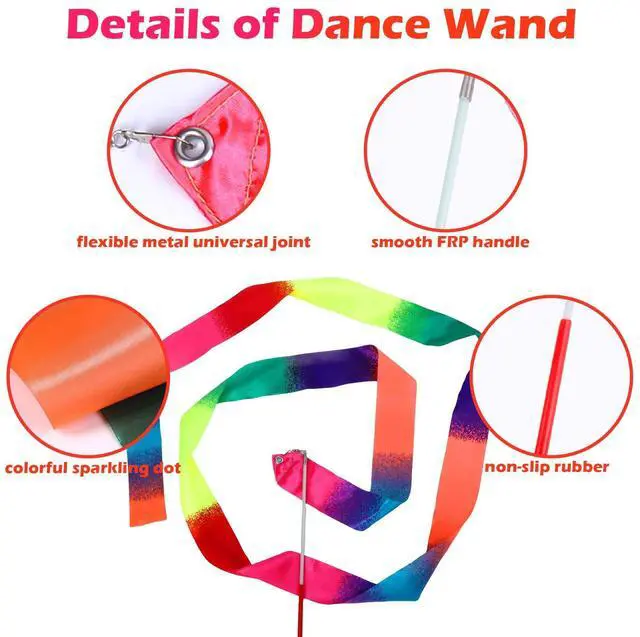 Alt view image 4 of 7 - 14PCS Dance Ribbon for Kids Rainbow Party Favors, Rainbow Streamers, Ribbon Dancer Wands for Olympics Gymnastics Birthday Party Decoration Goodie Bags Stuffers Summer Toys Bulk