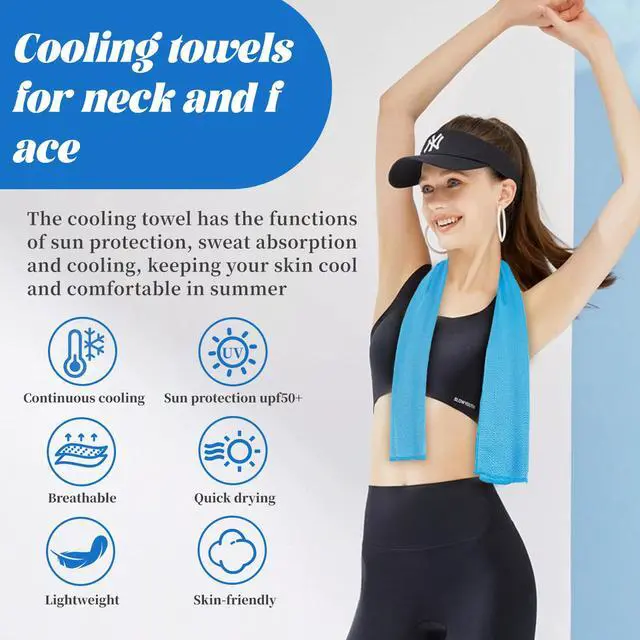 Alt view image 3 of 7 - 4 Packs Cooling Towels for Neck and Face(40"x12"), Soft Breathable Cooling Towel with Waterproof Bag & Carabiner,Microfiber Cooling Towels for Yoga, Sport,Gym,Camping (Multicolor)
