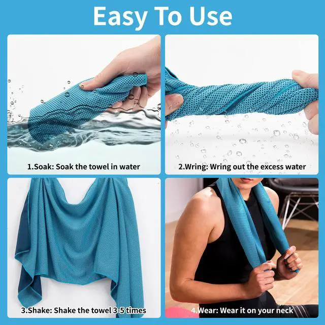 Alt view image 3 of 7 - 4 Pack Cooling Towels (40"x12"), Gym Sweat Towels, Cooling Neck Wraps, Soft Breathable Microfiber Towels for Yoga, Running, Sport, Workout, Camping & More (Multicolor)