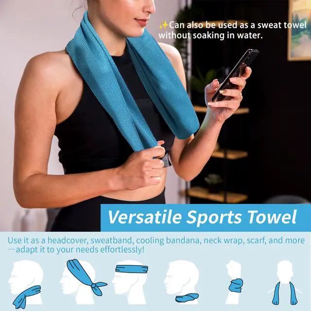 Alt view image 4 of 7 - 4 Pack Cooling Towels (40"x12"), Gym Sweat Towels, Cooling Neck Wraps, Soft Breathable Microfiber Towels for Yoga, Running, Sport, Workout, Camping & More (Multicolor)