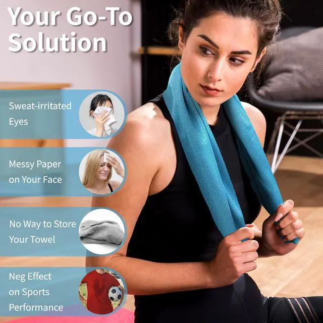 Alt view image 6 of 7 - 4 Pack Cooling Towels (40"x12"), Gym Sweat Towels, Cooling Neck Wraps, Soft Breathable Microfiber Towels for Yoga, Running, Sport, Workout, Camping & More (Multicolor)