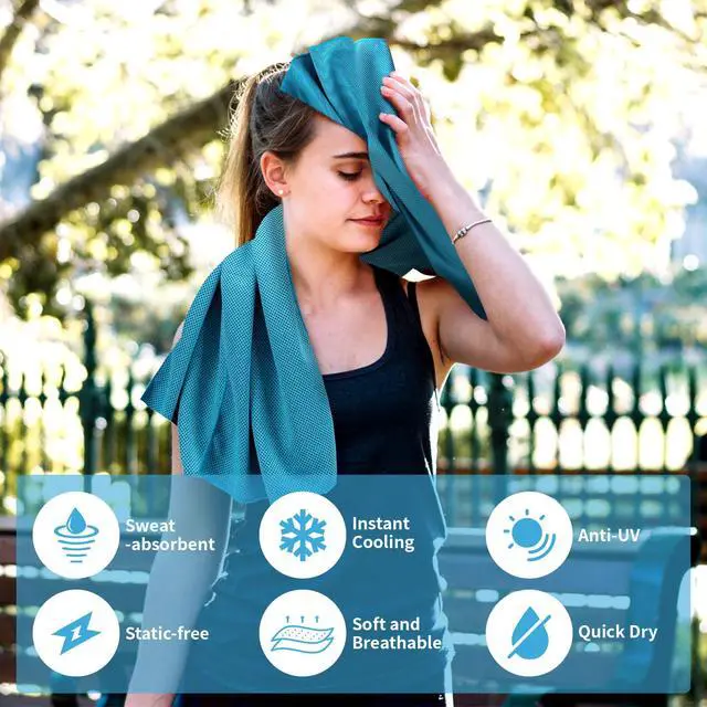Alt view image 7 of 7 - 4 Pack Cooling Towels (40"x12"), Gym Sweat Towels, Cooling Neck Wraps, Soft Breathable Microfiber Towels for Yoga, Running, Sport, Workout, Camping & More (Multicolor)
