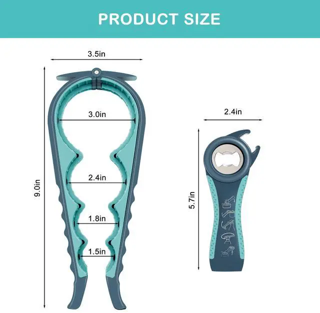 Alt view image 2 of 6 - Jar Opener for Weak Hands, Seniors with Arthritis, 5 in 1 Multi Function Bottle Opener Lid Opener For Arthritic Hands