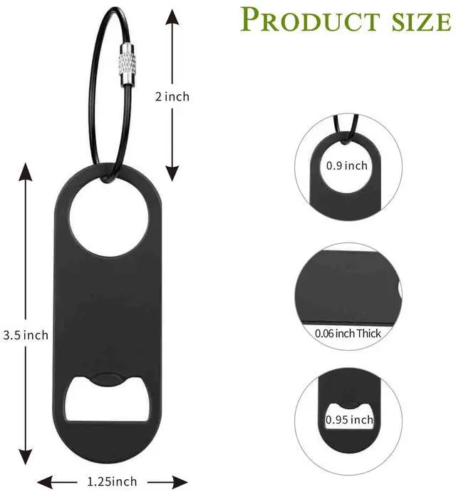 Alt view image 2 of 5 - 5 PACK Stainless Steel Flat Bottle Opener with Keychain- Bar Key-Beer Bottle Opener for Kitchen, Bar or RestaurantBlack