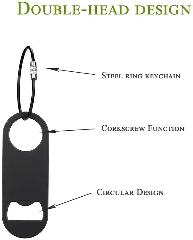 Alt view image 3 of 5 - 5 PACK Stainless Steel Flat Bottle Opener with Keychain- Bar Key-Beer Bottle Opener for Kitchen, Bar or RestaurantBlack