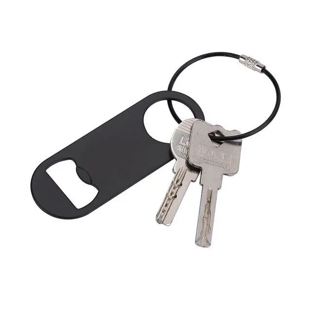 Alt view image 4 of 5 - 5 PACK Stainless Steel Flat Bottle Opener with Keychain- Bar Key-Beer Bottle Opener for Kitchen, Bar or RestaurantBlack