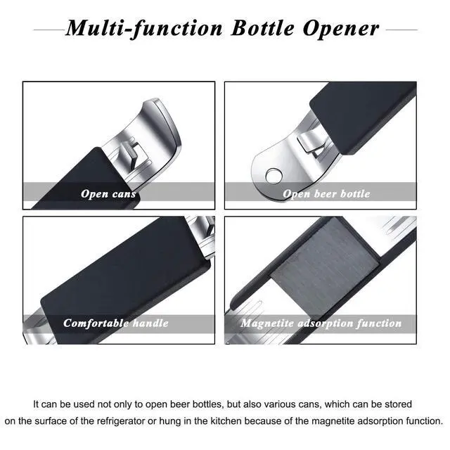 Alt view image 2 of 6 - 3 Pieces Magnetic Bottle Openers Can Opener Classic Beer Opener Stainless Steel Small Bottle Opener Can Tapper with Magnet for Camping and Traveling HANCELANT (Black Blue Fuchsia)