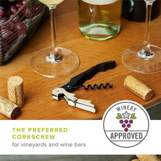 Alt view image 3 of 7 - Truetap Double Hinged Waiter's Corkscrew Wine Opener, Stainless Steel Wine Bottle Opener with Built In Foil Cutter, Home Bar Tools, Bar Cart Accessories, Wedding Gifts, Set of 1, Black