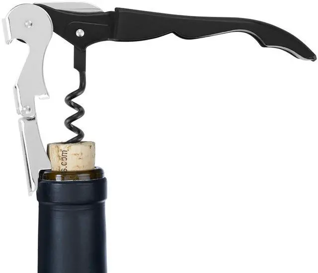 Alt view image 6 of 7 - Truetap Double Hinged Waiter's Corkscrew Wine Opener, Stainless Steel Wine Bottle Opener with Built In Foil Cutter, Home Bar Tools, Bar Cart Accessories, Wedding Gifts, Set of 1, Black