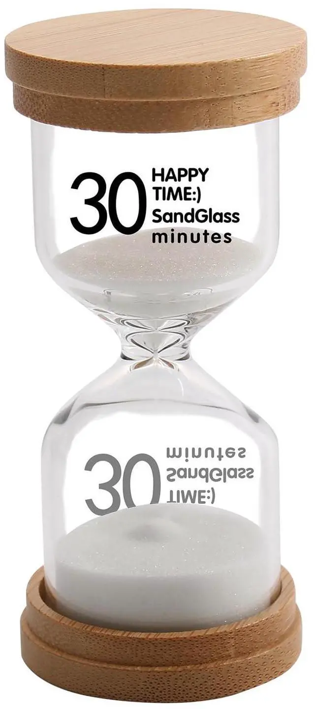 Main image of 30 Minute Wooden Sand Timer,White Sand Hourglass for Productivity, Focus, Meditation & Home Décor,30 Min Reloj de Arena Sand Clock for Kitchen, Office, Classroom, Yoga & Games