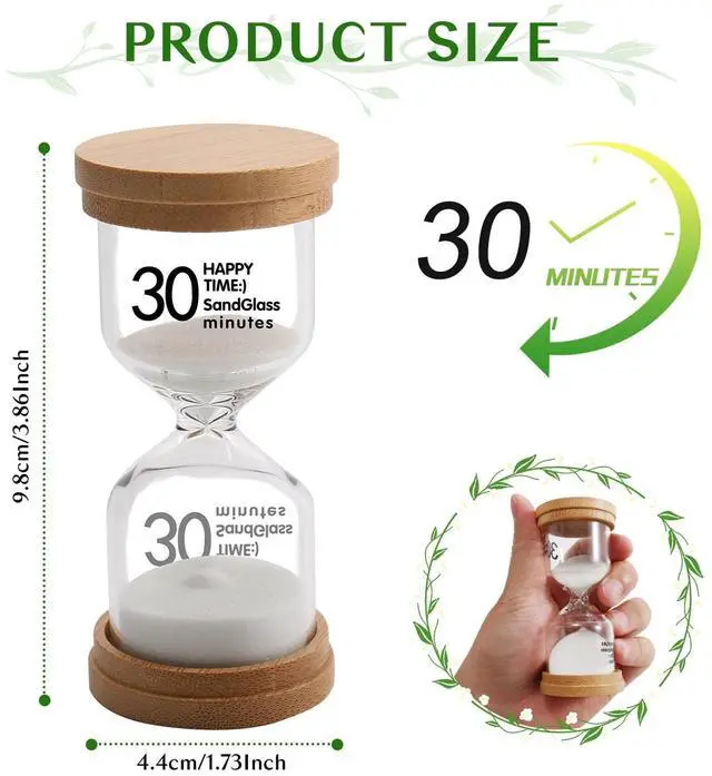 Alt view image 2 of 7 - 30 Minute Wooden Sand Timer,White Sand Hourglass for Productivity, Focus, Meditation & Home Décor,30 Min Reloj de Arena Sand Clock for Kitchen, Office, Classroom, Yoga & Games