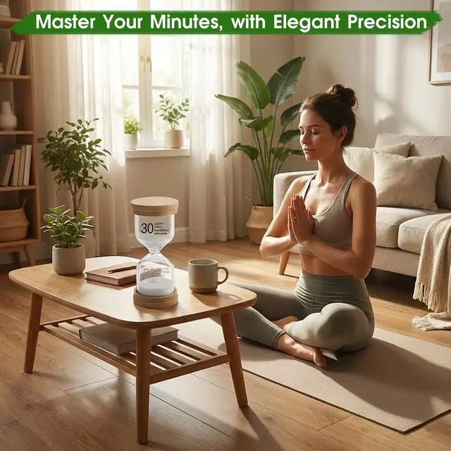 Alt view image 5 of 7 - 30 Minute Wooden Sand Timer,White Sand Hourglass for Productivity, Focus, Meditation & Home Décor,30 Min Reloj de Arena Sand Clock for Kitchen, Office, Classroom, Yoga & Games