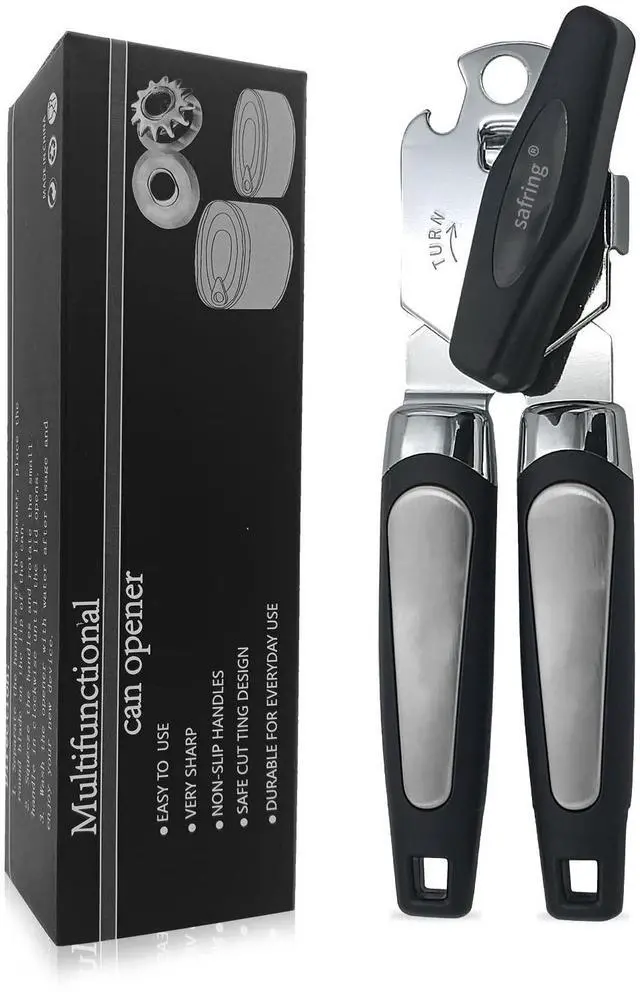 Main image of Can Opener Manual, Handheld Strong Heavy Duty Stainless Steel Can Opener, Comfortable Handle, Sharp Blade Smooth Edge, Can Openers with Multifunctional Bottle Opener