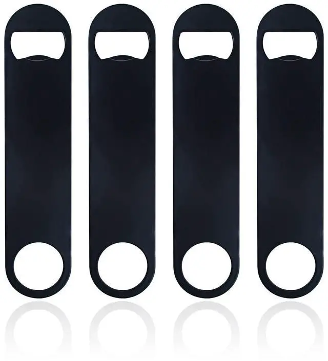 Main image of 4 PACK Stainless Steel Flat Bottle Opener, Beer Bottle Opener, 7inch, with Exquisite Packaging, for Kitchen, Bar or Restaurant, Black,