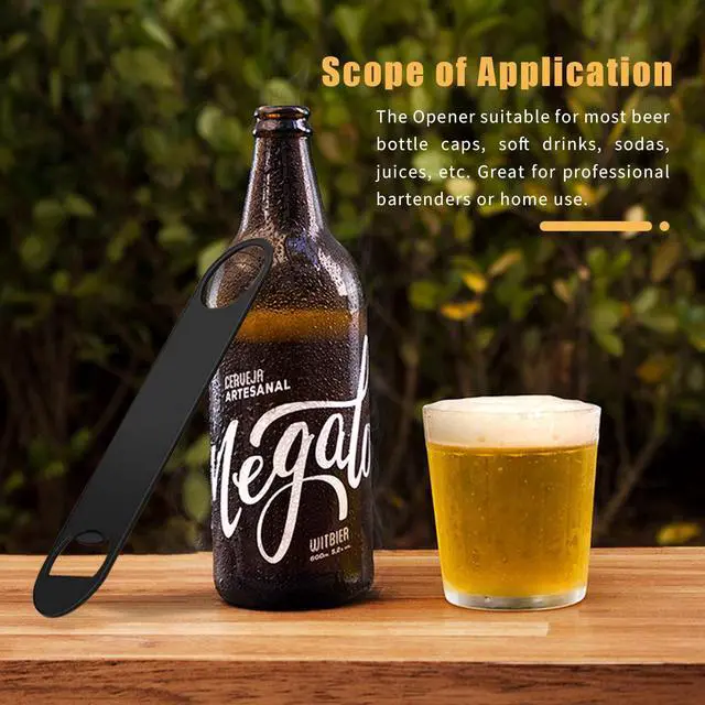 Alt view image 4 of 7 - 4 PACK Stainless Steel Flat Bottle Opener, Beer Bottle Opener, 7inch, with Exquisite Packaging, for Kitchen, Bar or Restaurant, Black,
