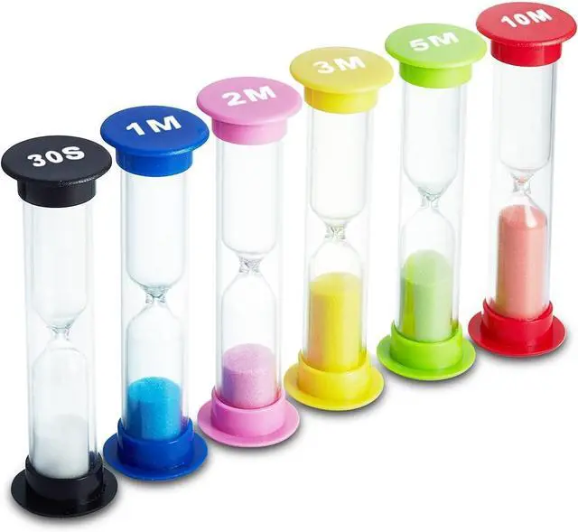 Main image of Sand Timer 6 Colors Hourglass Sandglass Sand Clock Timer 30sec / 1min / 2mins / 3mins / 5mins / 10mins (Pack of 6). for Classroom Game Home Office, Toothbrush Timer for Children Kids