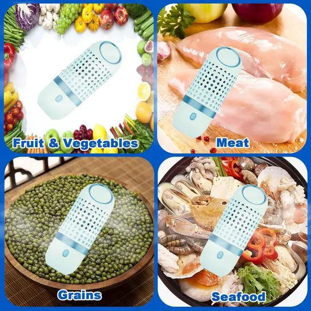Alt view image 2 of 7 - Fruit and Vegetable Cleaner Device, Portable Fruit Vegetable Washing Machine Easy to Use Kithchen Wireless Charging Gadgets Fruit Purifier for Cleaning Fruits, Vegetables, Meat and Tableware (Blue)