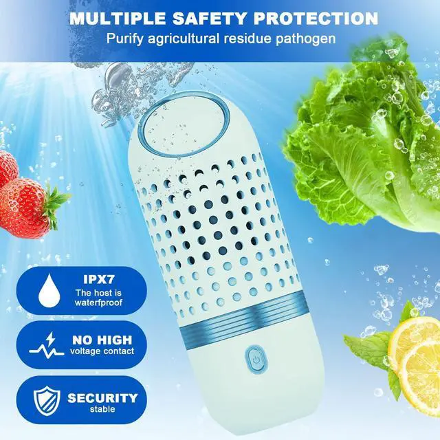 Alt view image 6 of 7 - Fruit and Vegetable Cleaner Device, Portable Fruit Vegetable Washing Machine Easy to Use Kithchen Wireless Charging Gadgets Fruit Purifier for Cleaning Fruits, Vegetables, Meat and Tableware (Blue)