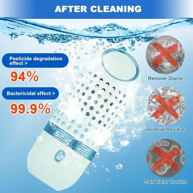 Alt view image 7 of 7 - Fruit and Vegetable Cleaner Device, Portable Fruit Vegetable Washing Machine Easy to Use Kithchen Wireless Charging Gadgets Fruit Purifier for Cleaning Fruits, Vegetables, Meat and Tableware (Blue)