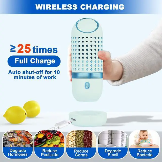 Alt view image 4 of 7 - Fruit and Vegetable Cleaner Device, Portable Fruit Vegetable Washing Machine Easy to Use Kithchen Wireless Charging Gadgets Fruit Purifier for Cleaning Fruits, Vegetables, Meat and Tableware (Blue)