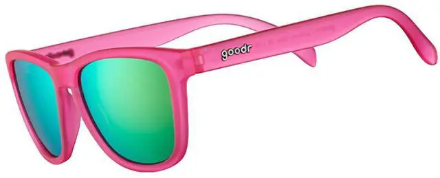 Main image of Flamingos on a Booze Cruise Polarized Sunglasses, Medium Sized (OG), Pink Translucent Frames with Teal Mirored Reflective Lens, UV400 Protection, No Slip, No Bounce