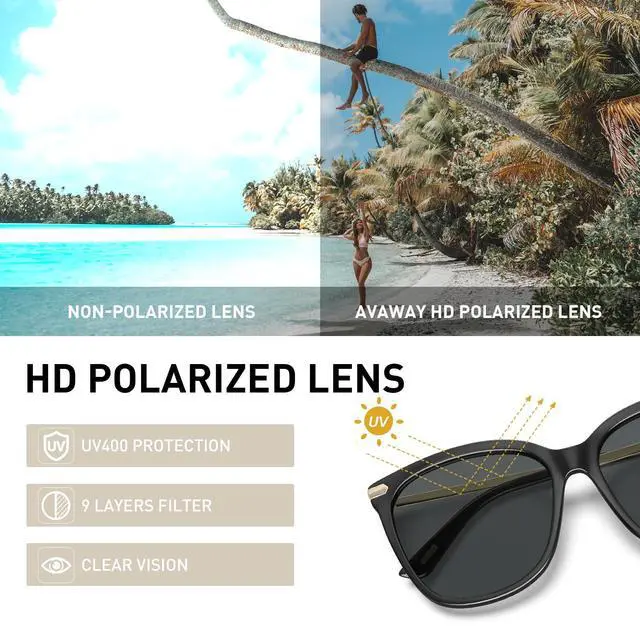 Alt view image 7 of 7 - Womens Oversized Polarized Sunglasses UV400 with Case - Lightweight Acetate Cat Eye Square Frame, Scratch Resistant, All Day Comfort for Driving