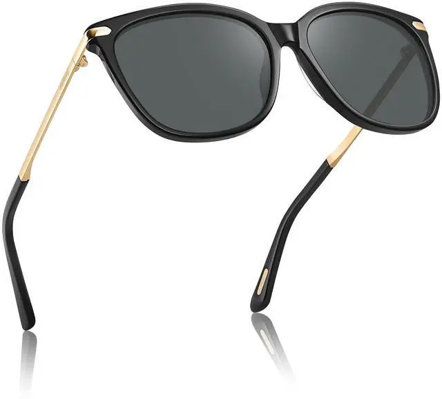 Main image of Womens Oversized Polarized Sunglasses UV400 with Case - Lightweight Acetate Cat Eye Square Frame, Scratch Resistant, All Day Comfort for Driving